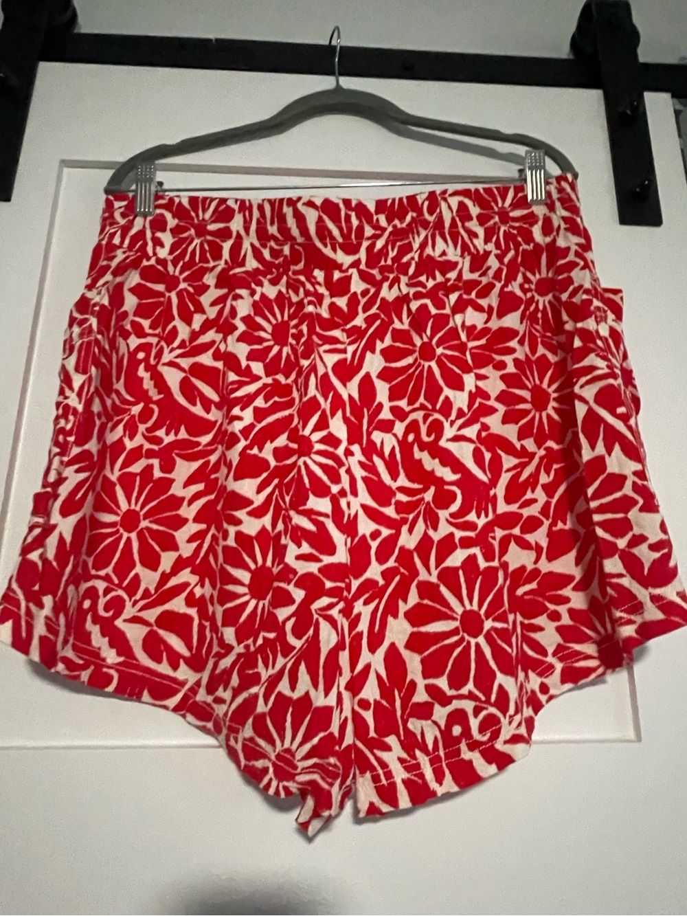 Free People Red and White Floral Shorts